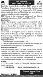 Balochistan Education Endowment Fund BEEF Jobs 2025