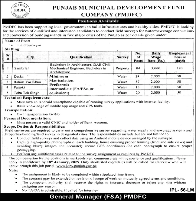 PMDFC Jobs 2025 advertisement