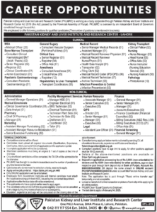 Pakistan Kidney & Liver Institute PKLI & RC Jobs 2025
